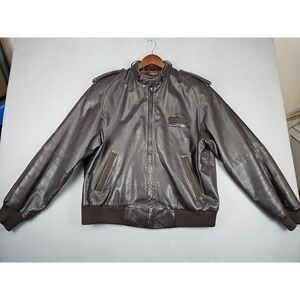 Vintage Members Only Leather Jacket Men's 44 Brown Bomber Racer Europe Craft 80s